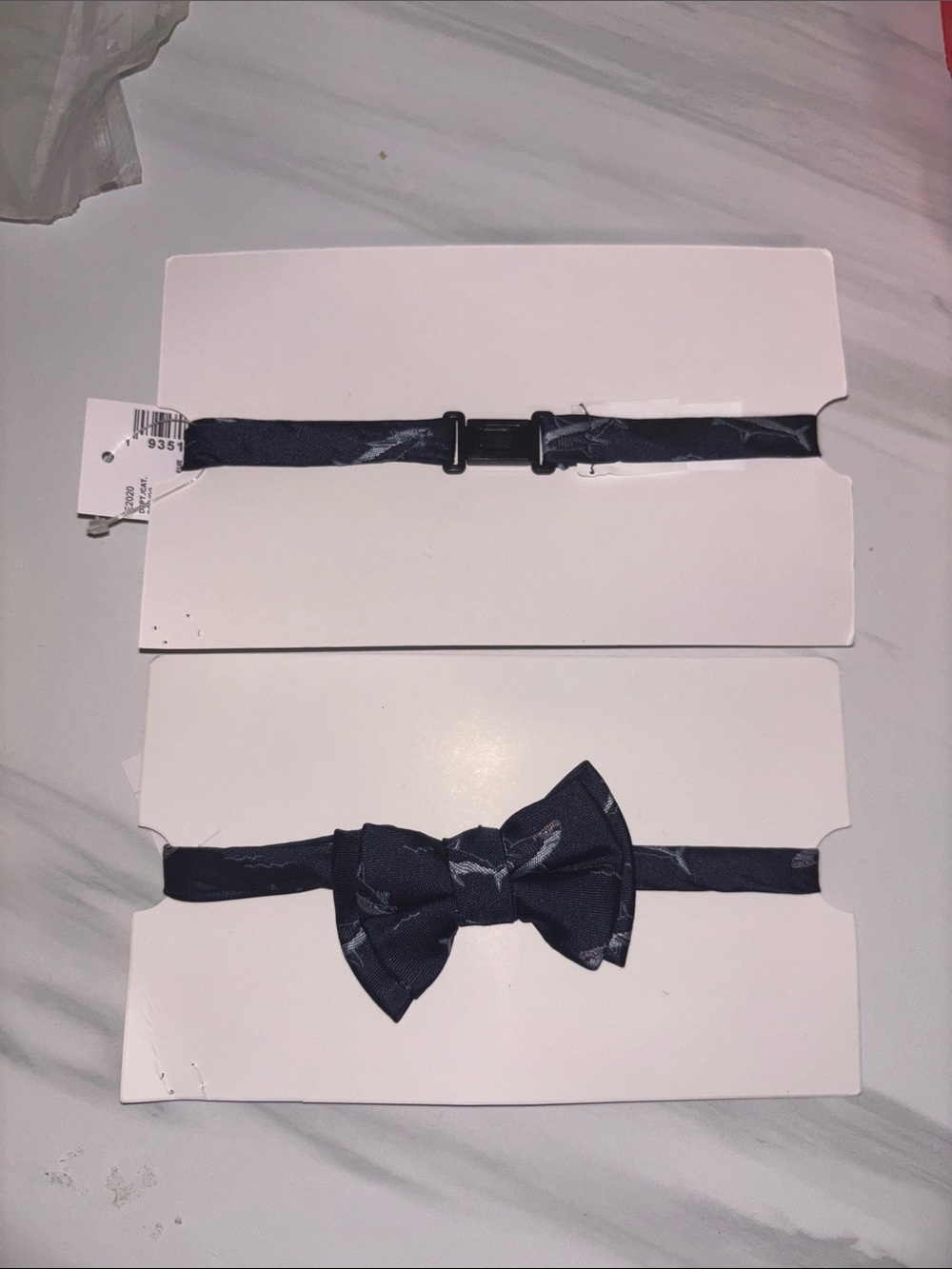 Navy Bow Tie Set - Adjustable Pre-Tied Bow